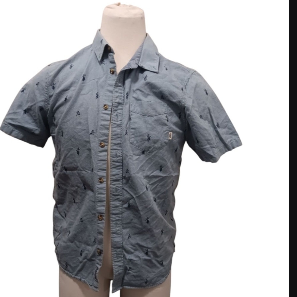 Vans Blue Casual Button Down Shirt Short Sleeve